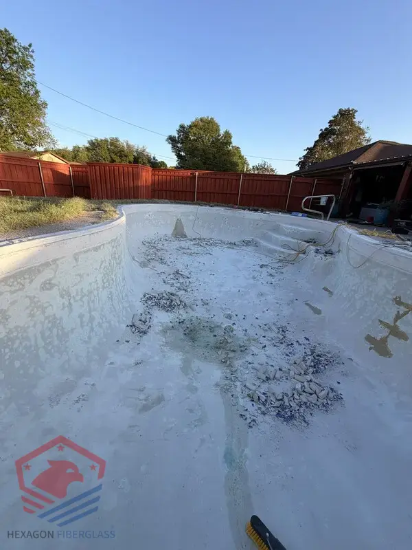 Pool Remodeling — During (view 1) — Hexagon Fiberglass Pools